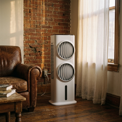 AeroChill Tower in weathered apartment living room