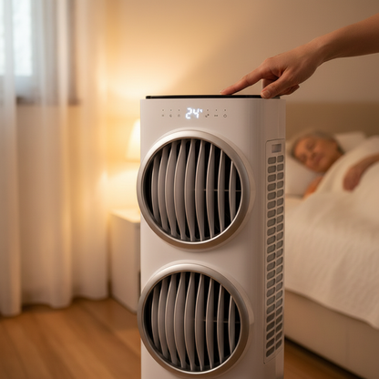 Caregiver pressing AeroChill Tower control panel