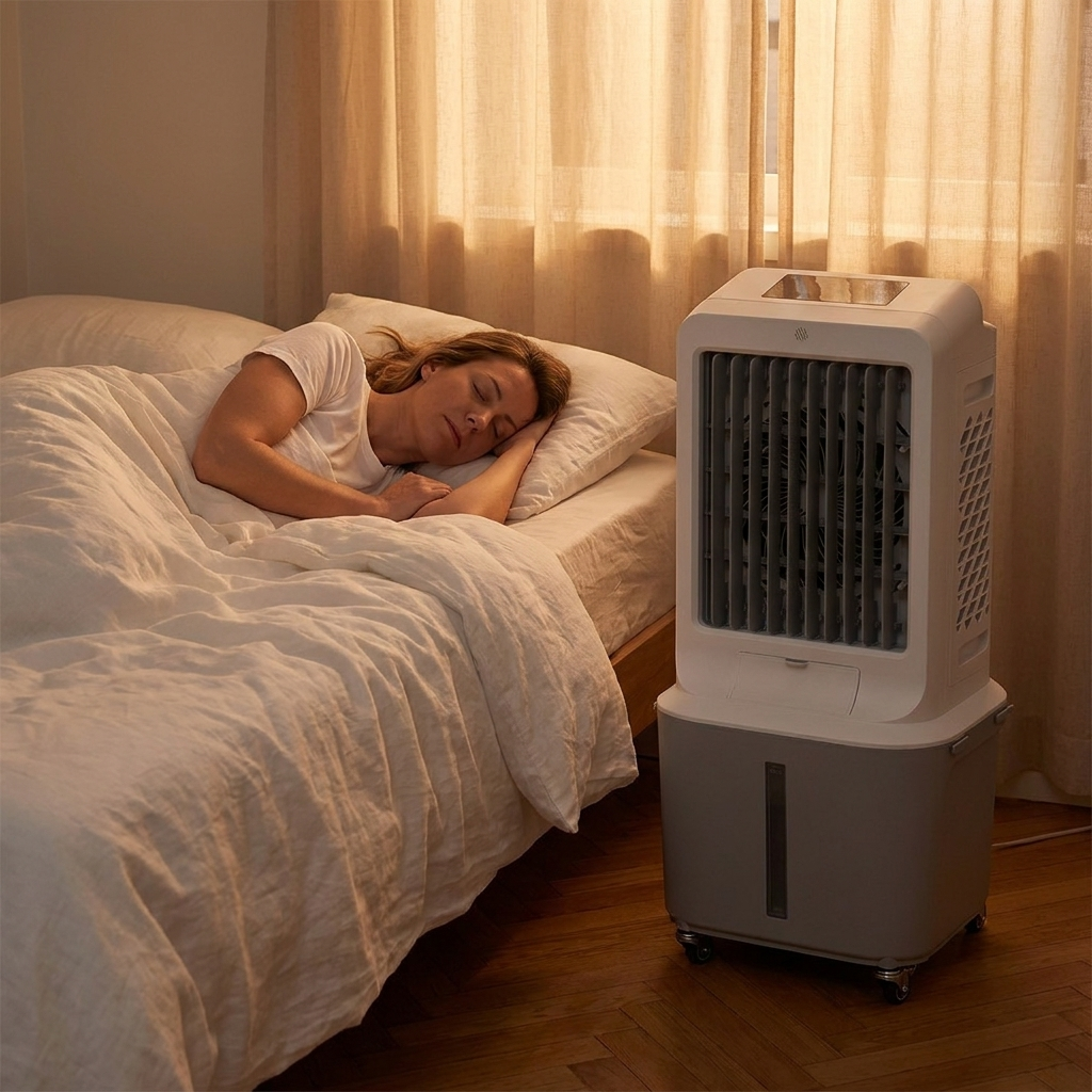 TidalFlow Tower bedside apartment scene